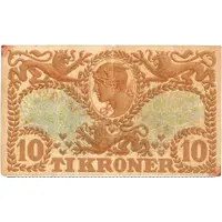 10 Kroner Varius Heilmann types, overprint, stamped signature