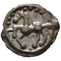 Potin with Indian head on the left and horse