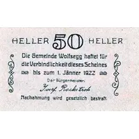 50 Heller Wolfsegg