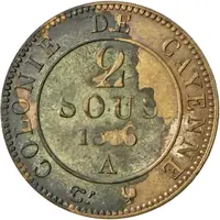 2 Sous Colonie de Cayenne, Louis XVIII