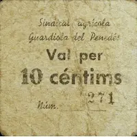 10 Céntimos Guardiola del Penedés, Sindicat Agrícola