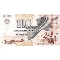 100 Krónur Type 2, thick security thread, enhanced security features