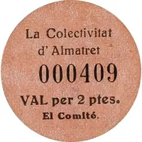 2 Pesetas - Colectivitat d'Almatret