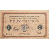 2 Francs - Chambre de Commerce de Monluçon-Gannat 03