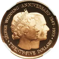 25 Dollars - Elizabeth II Silver Wedding, gold