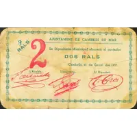 50 Céntimos '2 Rals' Cambrils de Mar
