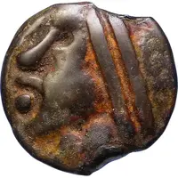 Potin with large helmeted head and smooth headband