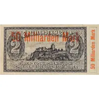 50 000 000 000 Mark overstamp on 2 000 000 000 Mark