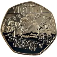 50 Pence - Charles III Allied Victory in Europe Day, Gold plated
