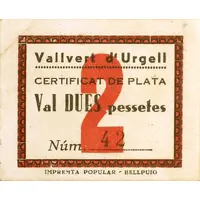 2 Pesetas Vallvert d'Urgell
