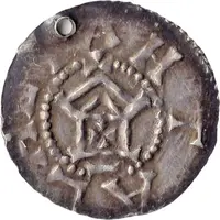 Denier - Otto III and Adelaide temple, DI GRA REX AMEN