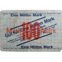 1 000 000 Mark G. M. Pfaff Nähmaschinenfabrik, countermark on 100 Mark