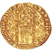 Franc on foot - Louis I of Anjou 1st type