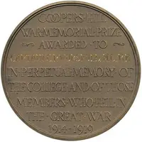 Award Coopers Hill War Memorial Prize