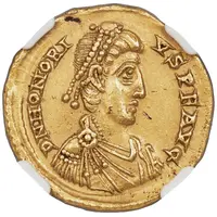 Solidus - Honorius VICTORIA AVGGG, Mediolanum