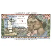 10 Nouveaux Francs / New Francs Overprint on P#51 - 500 Francs