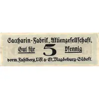5 Pfennig Saccharin-Fabrik AG