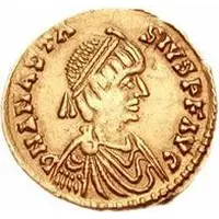 1 Tremissis In the name of Anastasius I, One star right, Rome