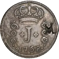 1000 Réis - José I Countermark 'M' over 600 Réis J, Brazil