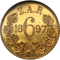 6 Pence Zuid Afrikaansche Republiek, Gold Pattern