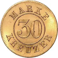Token - 30 Kreuzer Consum Verein Stuttgart, variant with flat-topped 3