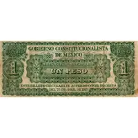 1 Peso Gobierno Constitucionalista de Mexico