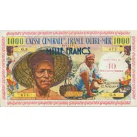 10 New Francs Overprint on 1000 Francs