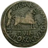 As - Augustus CAESARAVGVSTA II VIR M PORCI CN FAD