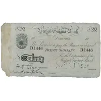 20 Dollars British Guiana Bank
