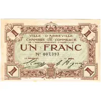 1 Franc - Chambre de Commerce d'Abbeville 80
