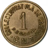1 Peseta - Col·lectivitat Pla de Cabra - C. N. T.