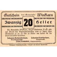 20 Heller Winklarn