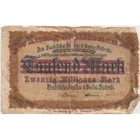 20 000 000 Mark Badische Anilin- and Soda-Fabrik/BASF, overprint on 1 000 Mark