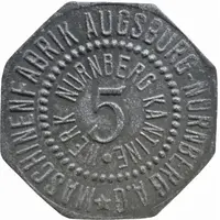 5 Pfennig - Augsburg Maschinenfabrik Augsburg-Nürnberg