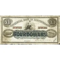 1 Pound / 4 Dollars Commercial Bank of Newfoundland