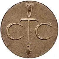 Telephone Token - CTC arrow down, trident, brass large type