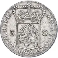 3 Gulden Date in exergue, slanted reeding