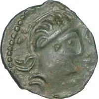 Bronze with helmeted head and horse