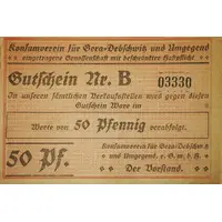 50 Pfennig Konsumverein für Gera-Debschwitz und Umgegend