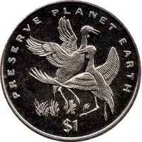 1 Dollar Wattled crane