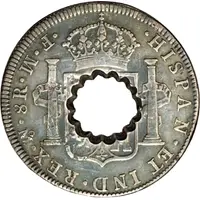 11 Bits Crenated center hole in Mexico 8 Reales, KM# 106
