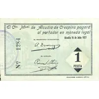1 Peseta Alcudia de Crespins