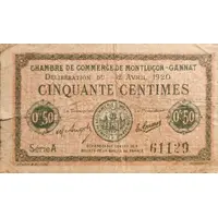 50 Centimes - Chambre de Commerce de Montluçon - Gannat 03