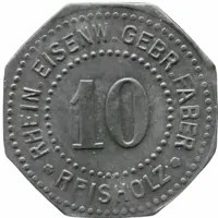 10 Pfennig - Reisholz Rhein. Eisenw. Gebr. Faber