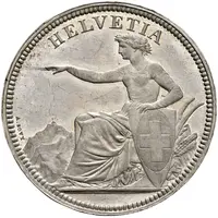 5 Francs Helvetia seated, trial, zinc