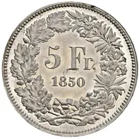 5 Francs Helvetia seated, trial, zinc