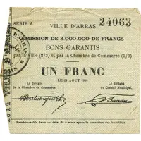 1 Franc - Chambre de Commerce d'Arras [62]