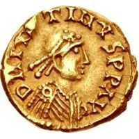 1 Tremissis In the name of Justin I, Lyon