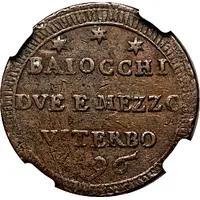 2 1/2 Baiocchi - Pius VI Large bust