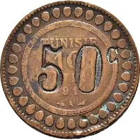 50 Centimes countermarked 10 Centimes